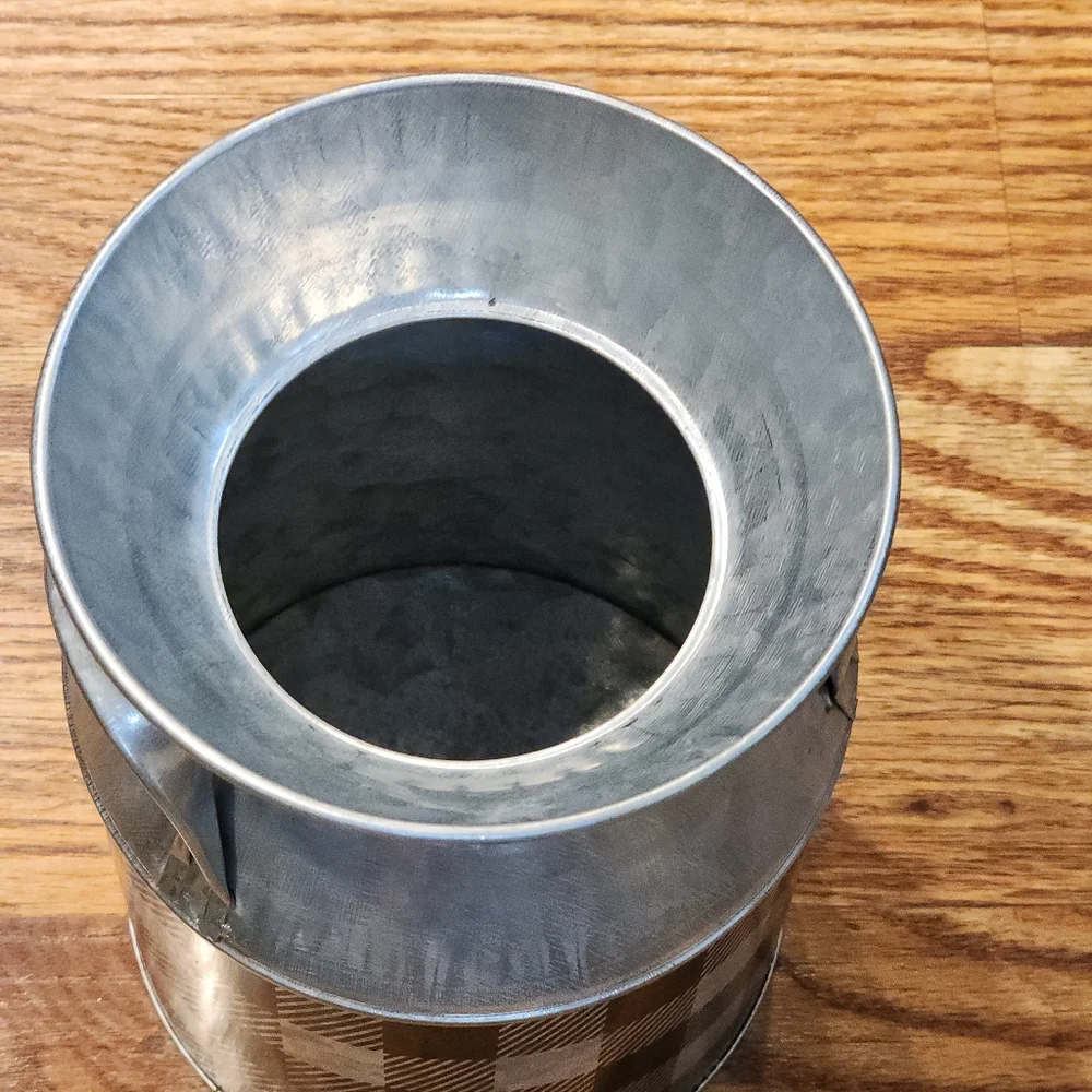 Farmhouse Silver and Black Buffalo Plaid Checkered Metal Milk Can With Handles